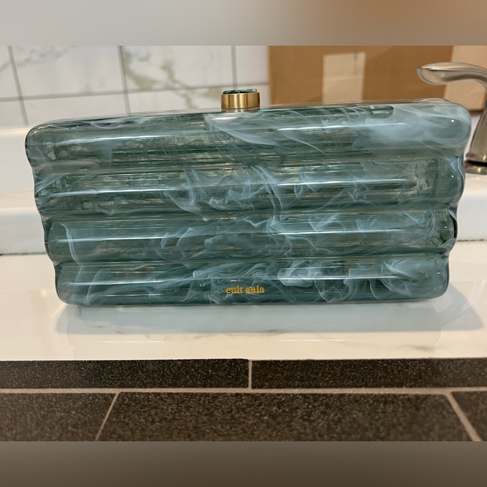 cult gaia Swirled Seafoam Green Acrylic Clutch